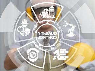 An infographic that says "Quality Control" in the center, surrounded by construction icons.